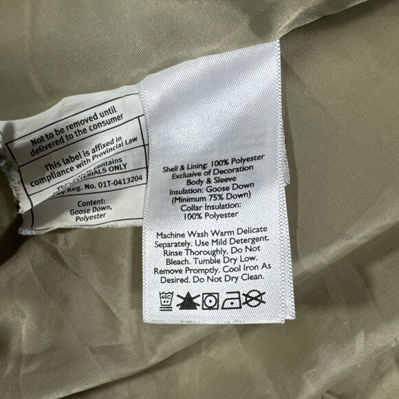 Eddie Bauer EB550 Jacket‎ Womens L Goose Down Gold Quilted Puffer Coat Full Zip - Picture 9 of 16